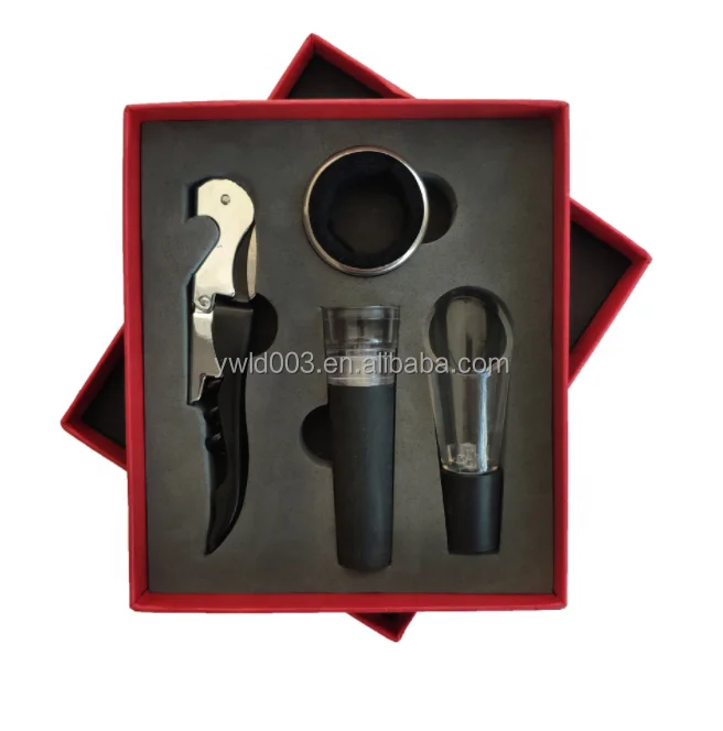 Amazon Top Seller 2021 Factory Direct 4pcs Wine Bottle Opener Set Wine Opener Kit Vacuum Stopper