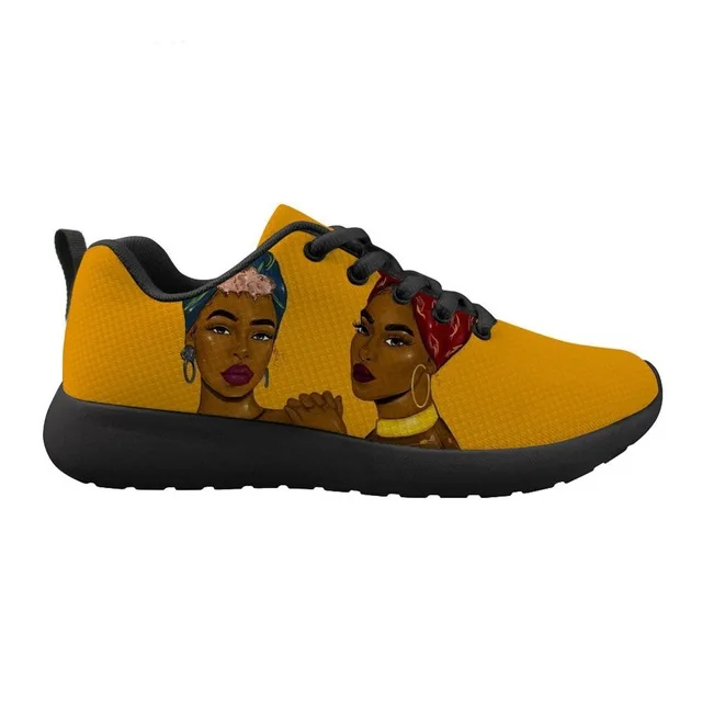 
Кроссовки женские сетчатые, модная обувь на плоской подошве, в африканском стиле, для подростков, черные легкие, на осень 