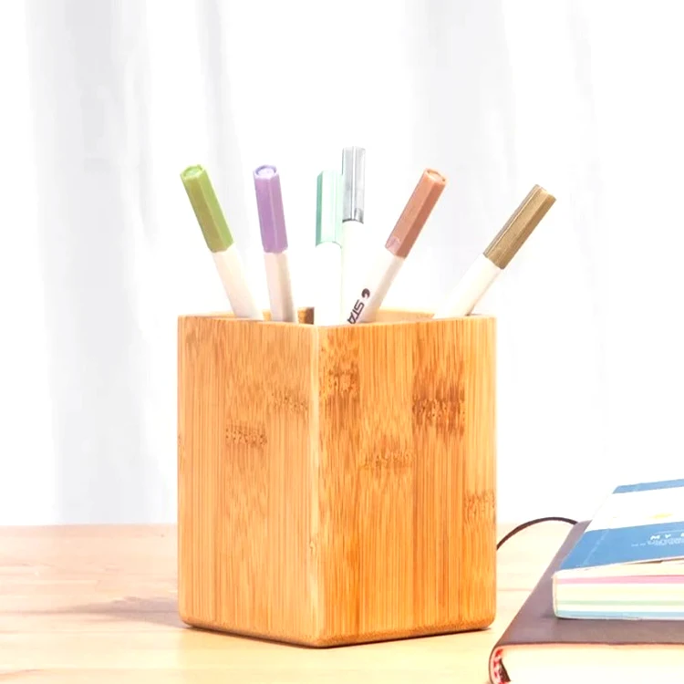 Настольный Органайзер на заказ, деревянный держатель для ручек, Пеналы, бамбуковый офисный Настольный контейнер для хранения, коробка
