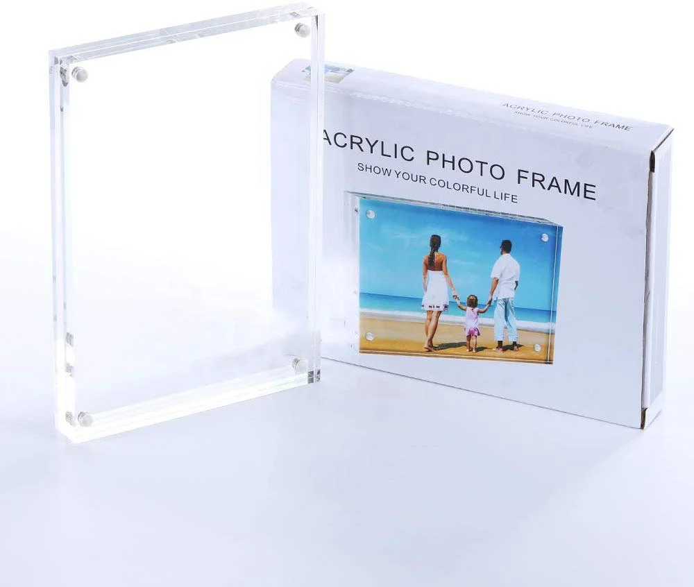 
 Кристально Прозрачная Акриловая Двухсторонняя кубическая Стеклянная фоторамка держатель для дисплея Декор 4x6 Магнитная плавающая рамка для картины  