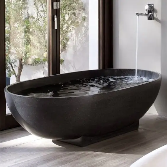 Top Luxury Natural Stone Tub Unique Handmade Black Marble Bathtub For Bath