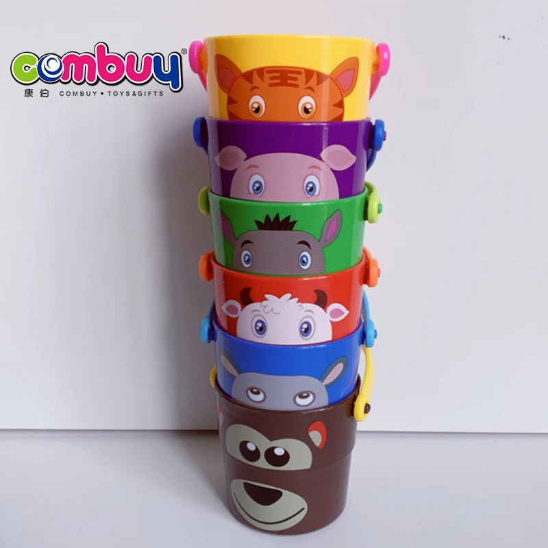 
 Cartoon animals stacking baby shower bucket bath toys  