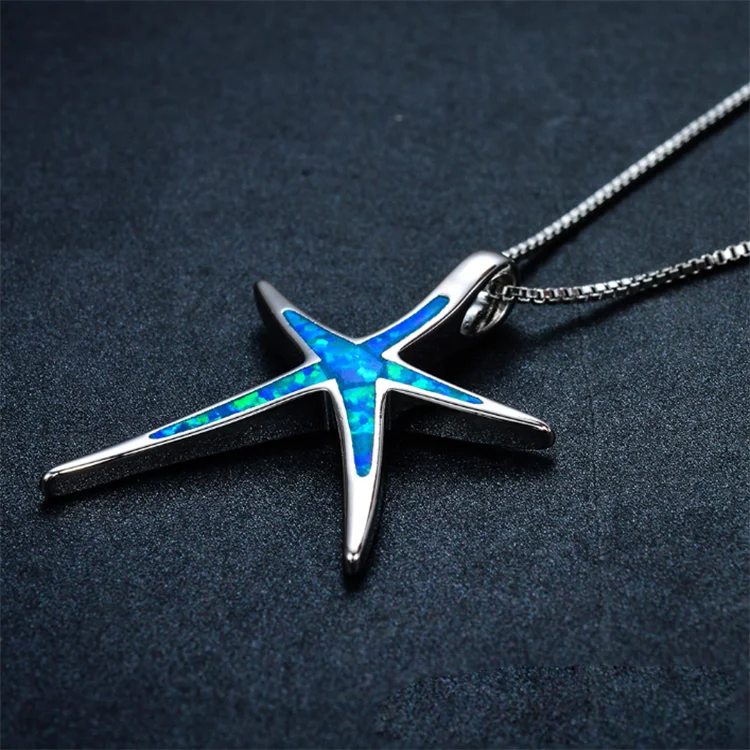 Роскошное ожерелье с подвеской в виде звезды с опалом и пятиконечной звездой