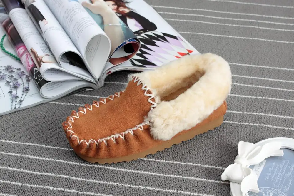 
Китайский производитель, кожаные зимние теплые мокасины из овчины, новейшая женская обувь из натурального меха 