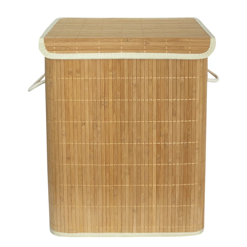 
 Домашняя Складная бамбуковая корзина для белья с крышкой и хлопковой подкладкой  