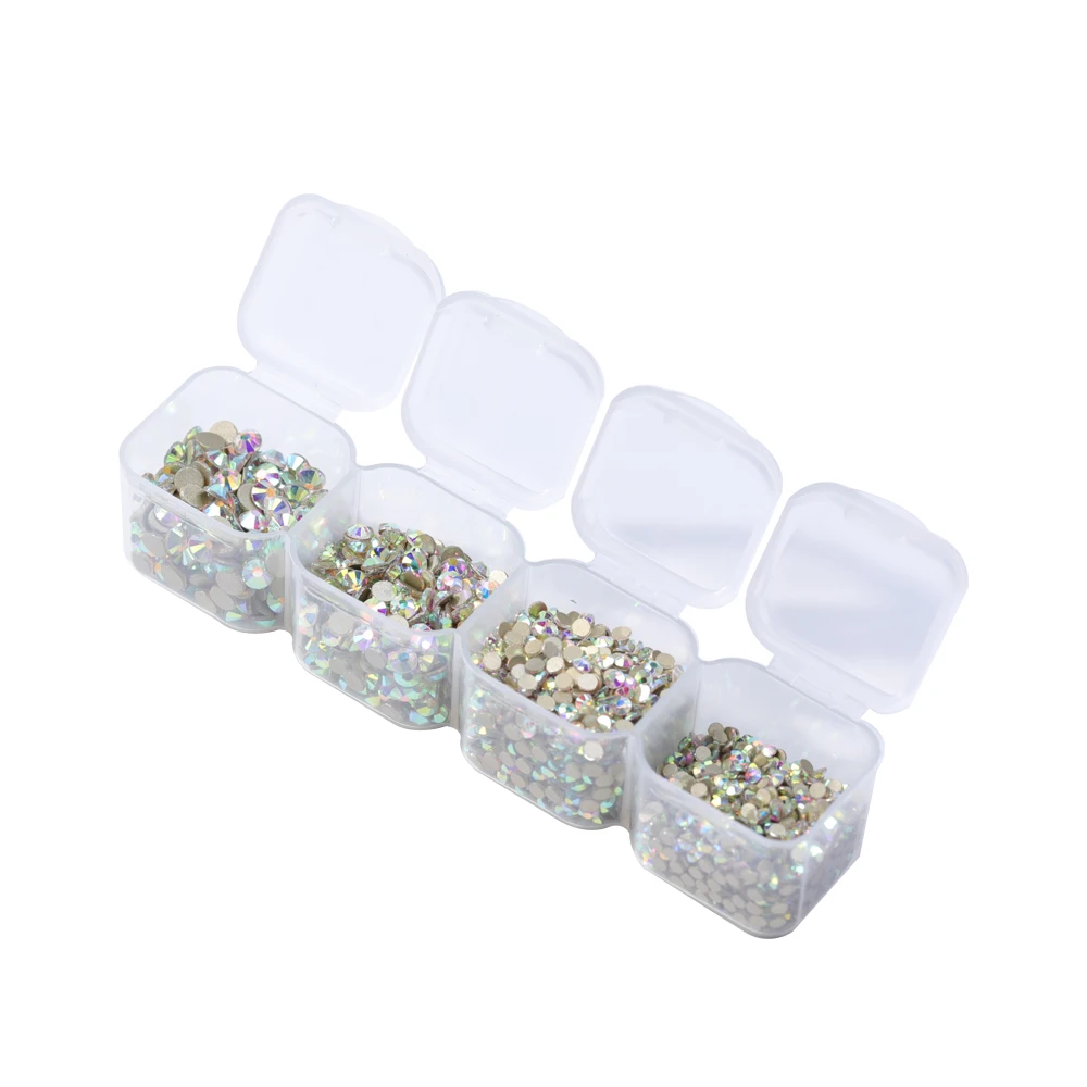 Высококачественные 3D кристаллы для ногтей, алмазная стеклянная коробка для хранения камней, Стразы для ногтей