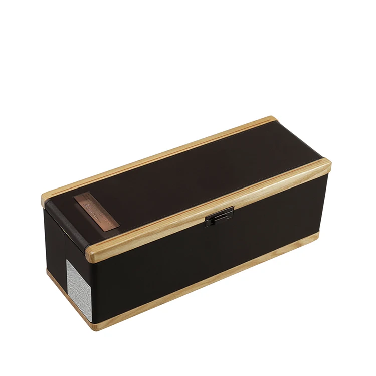 
 Быстрая доставка, роскошная Подарочная деревянная коробка из искусственной кожи, коробка для вина, деревянная коробка с логотипом на заказ  
