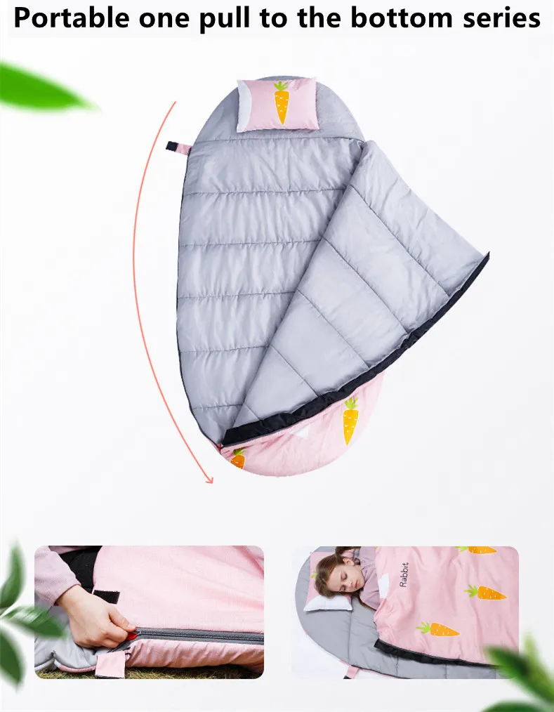 Производство Cuostmize внутренний утиный пух легкий пользовательский детский спальный мешок для кемпинга