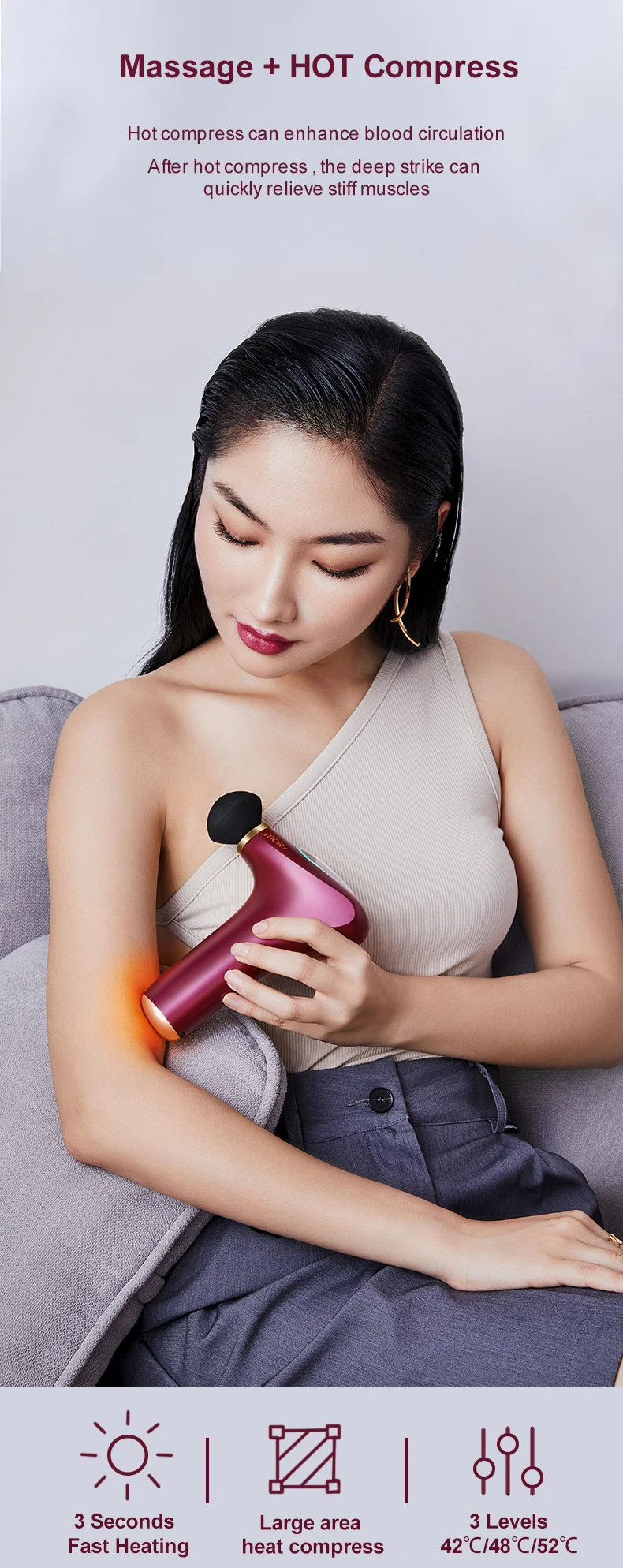 Electric Vibrate Fascia Deep Tissue Mini Portable Therapy Custom Logo Massager Gun Massage Gun 4 Heads Massage 10W Max 26W BLDC
