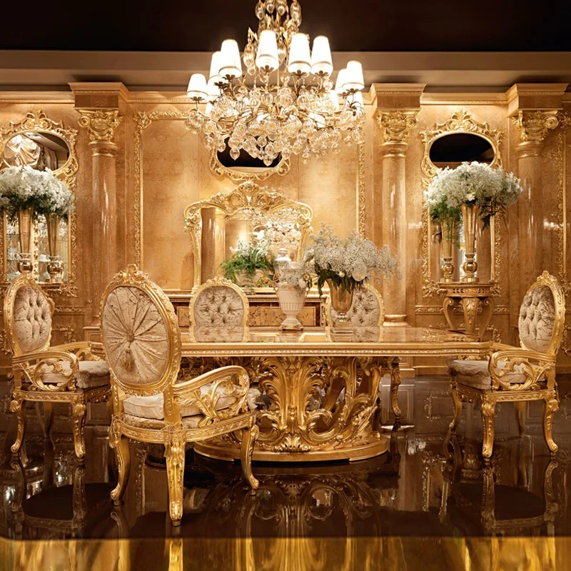 Антикварные столовые наборы во французском стиле Роскошный Королевский резной обеденный стол из массива дерева и стулья классическая мебель для ресторана
