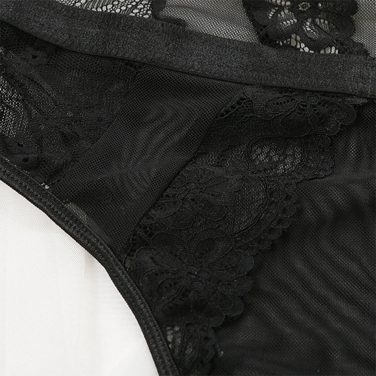 Фабричное Сексуальное цветочное кружевное прозрачное рождественское женское нижнее белье с открытой спиной боди
