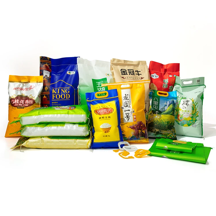 Высококачественный Полипропиленовый плетеный пакет для риса, 4 слоя ламинированного риса, пластиковый пакет 10 кг