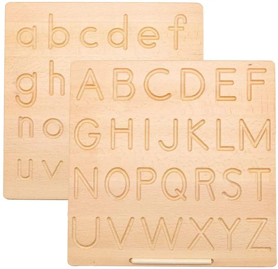
Деревянная обучающая игрушка Монтессори, двусторонний алфавит, обучающий материал, деревянная доска для рисования 