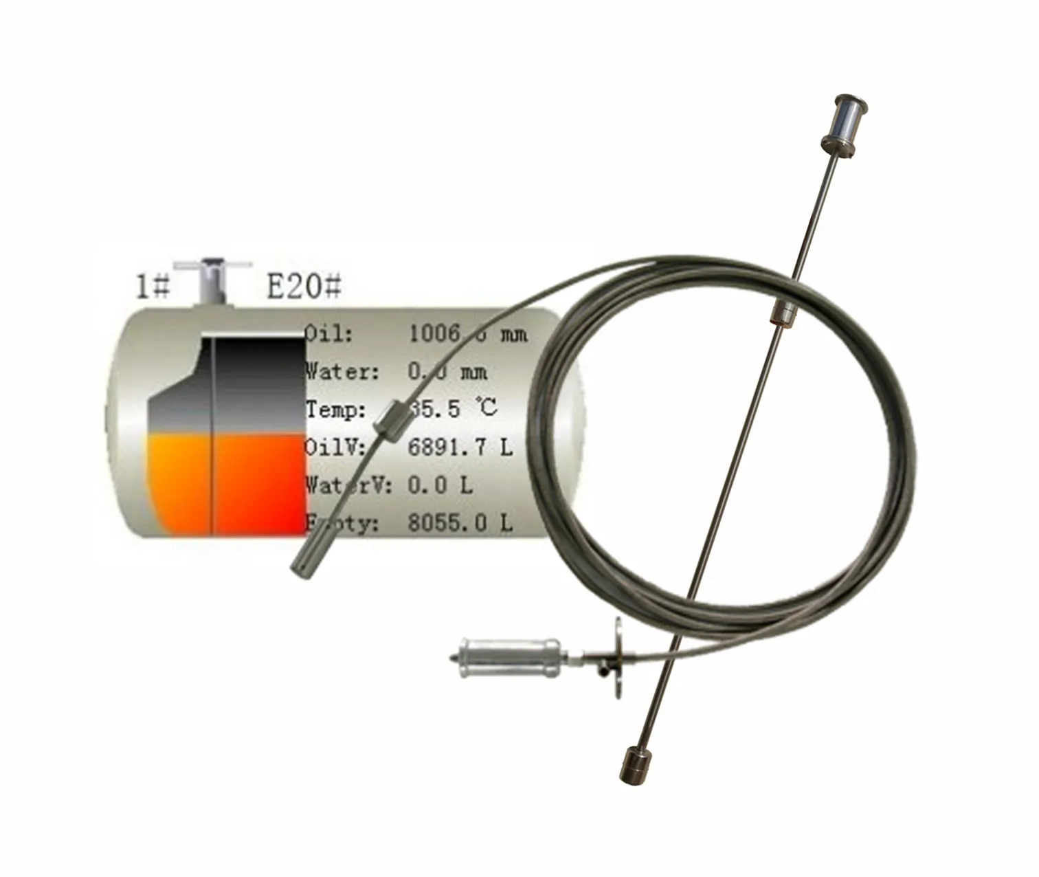 Цифровой гибкий магнитострикционный датчик уровня топлива/сжиженного нефтяного топлива rs485, длина 600-20000 мм