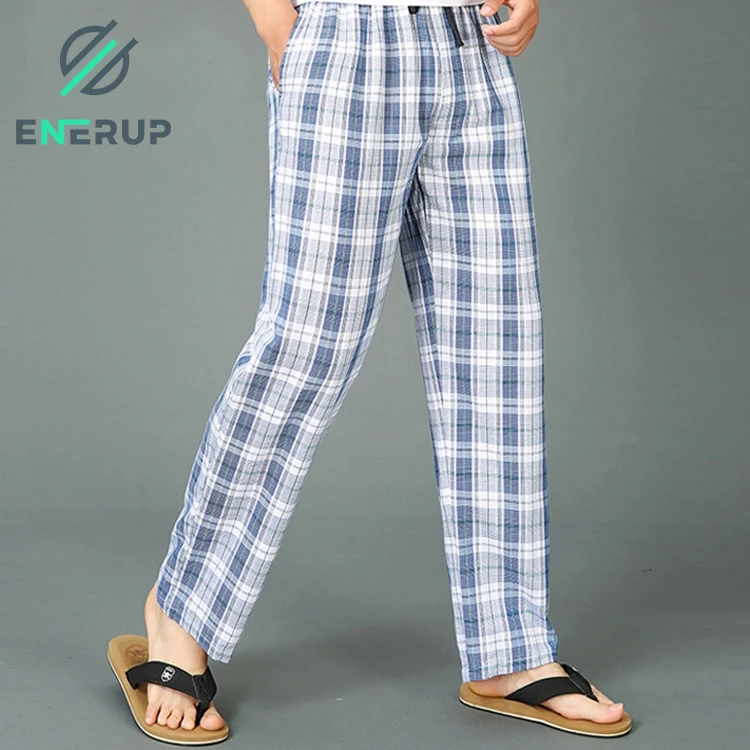 
Enerup Oem/Odm большой размер, мягкая и удобная, приятная на ощупь хлопчатобумажная ткань, Теплая мужская пижама, одежда для сна с длинным низом 