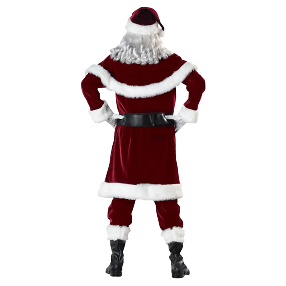 Рождественские костюмы для взрослых мужчин и женщин, очень плотное рождественское платье, костюм Санта Клауса