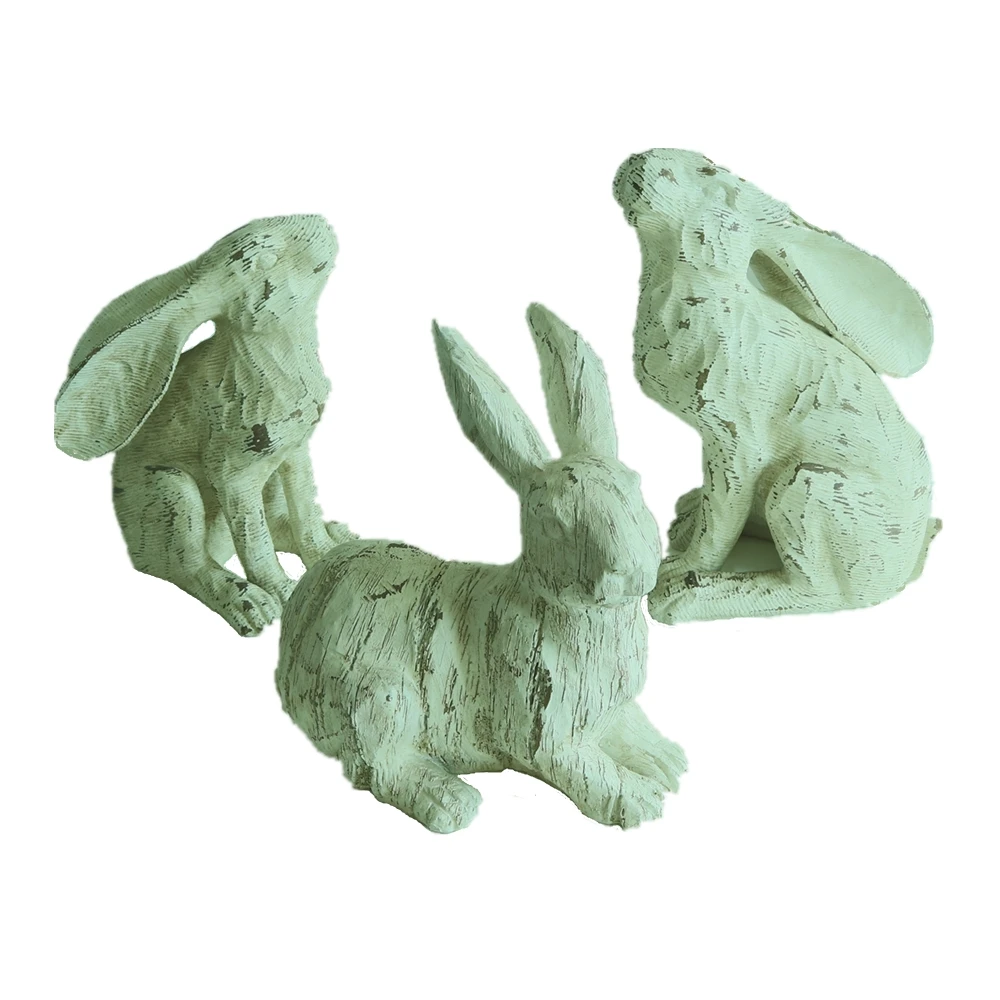 Оптовая продажа, декоративная садовая полимерная статуя кролика для внутреннего дворика, садовая скульптура кролика, горшок для растений