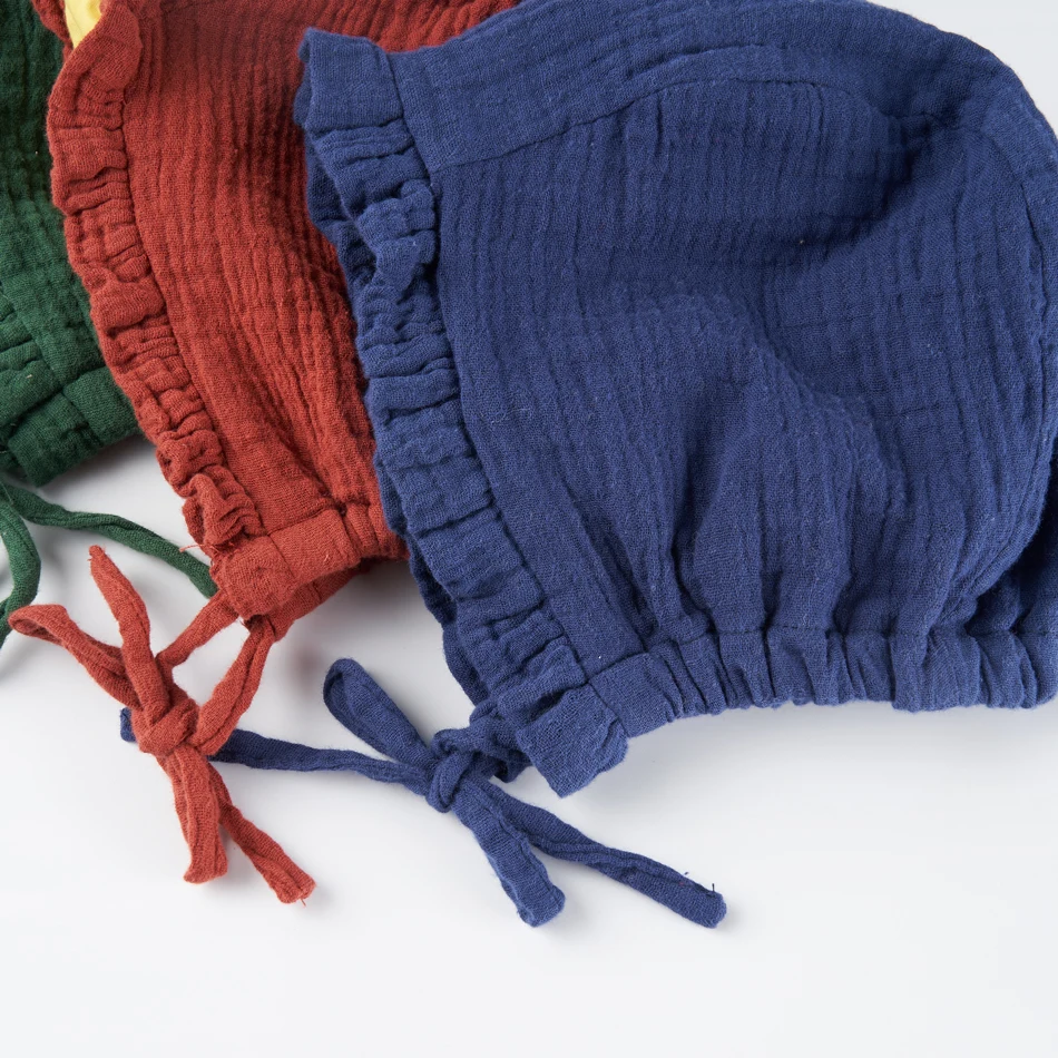 Шапочка Kangobaby для новорожденных с веревками, муслиновые хлопковые детские шапки