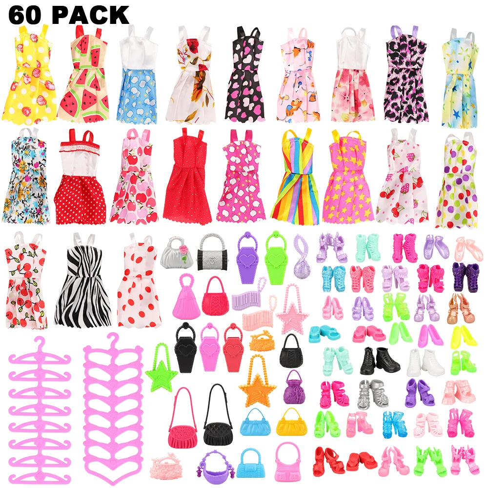 Оптовая продажа, 60 комплектов = платья для кукол 15 дюймов + 15 обуви + 30 аксессуаров для куклы 11,5 дюймов 30 см, подарок для девочки