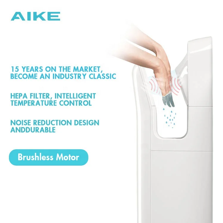 
AIKE AK2006H Китай высокое качество автономная ABS пластиковая настенная автоматическая бесконтактная струйная сушилка для рук с НЕРА 
