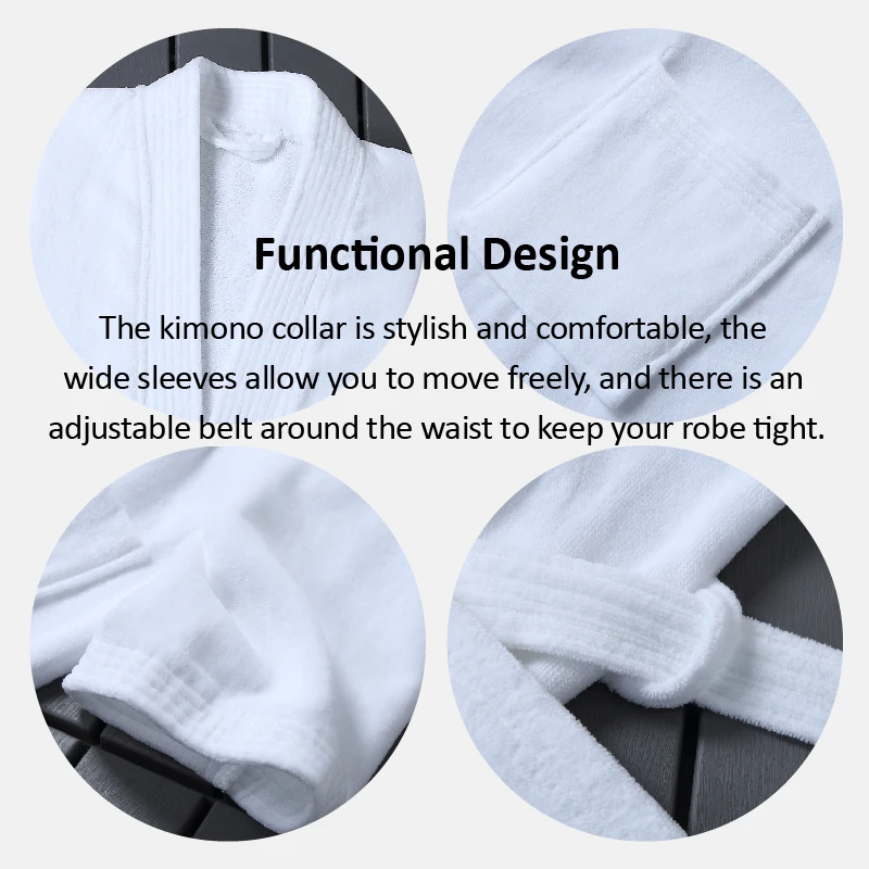 Новый Дизайн Роскошный удобный дизайнерский 100% хлопок белый махровый халат для отеля плюшевый велюровый банный халат для женщин и мужчин