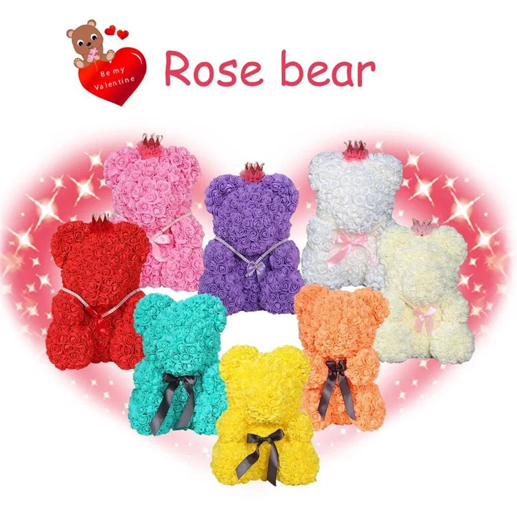 Wholesale Mothers Day Valentine Day Wedding Best Wishes Luxury Gift Musical Rose Bear Eternal Roses In Pvc Acrylic Jewelry Box