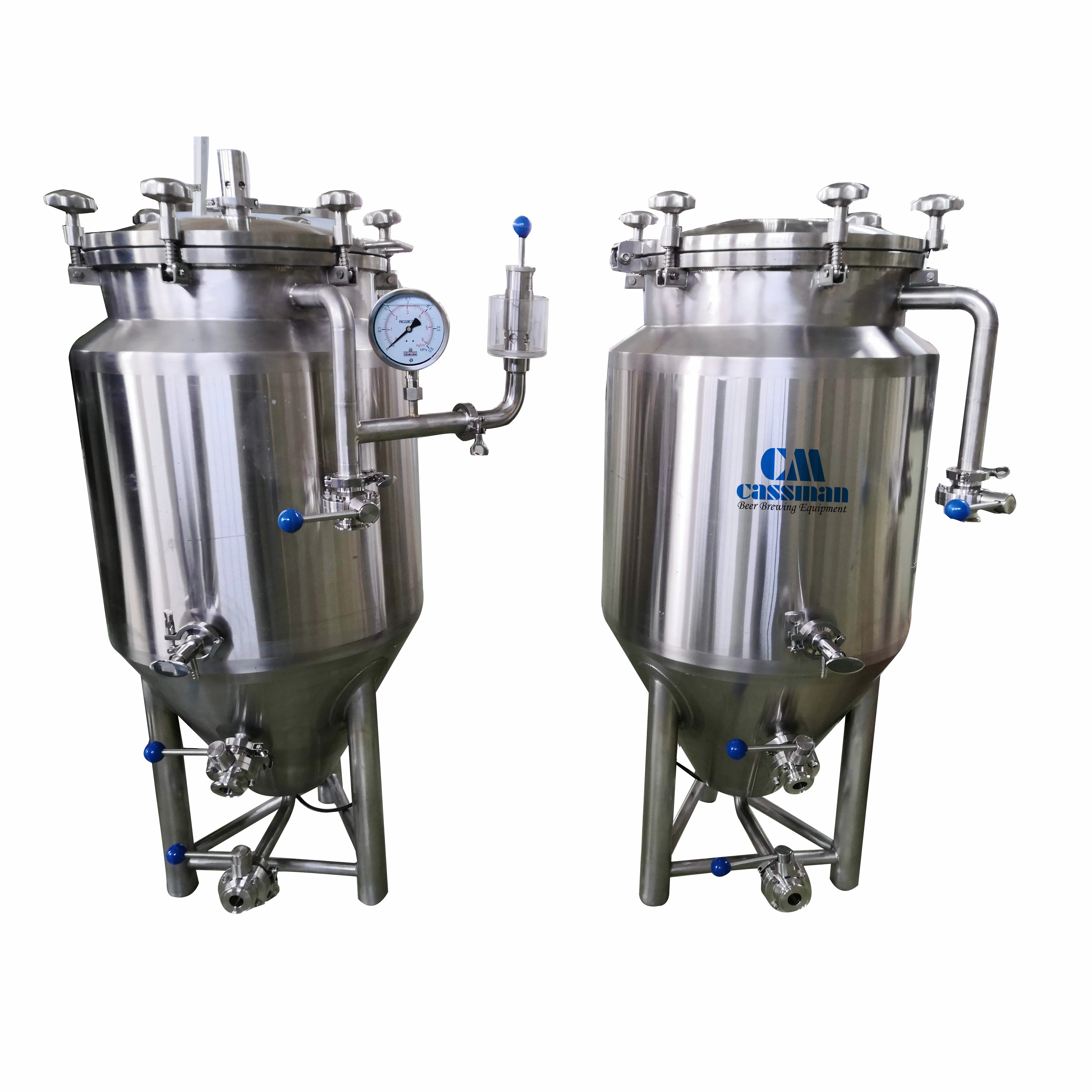 
Пивоваренная система объемом 100 литра с сосудами для брожения и сервировочными резервуарами 