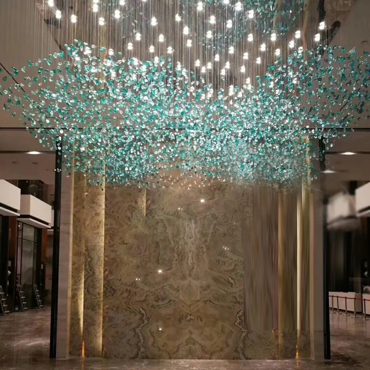 Большая потолочная подвесная скульптура, украшение для вестибюля отеля, банкетного зала, стеклянная хрустальная люстра из муранского стекла