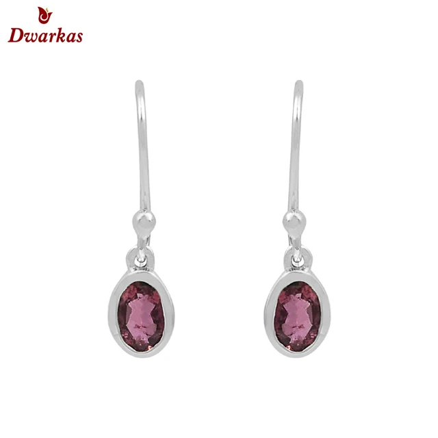 Ювелирные изделия 925 стерлингового серебра натуральный турмалин розовый драгоценный камень ободок Подвесные серьги для женщин