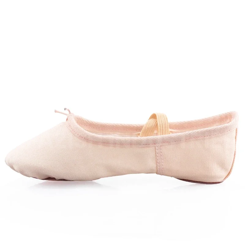 Factory Wholesale Professional Ballet Dance Best Quality Girls Kids Stretchable Elastic Pink Canvas Ballet Shoes