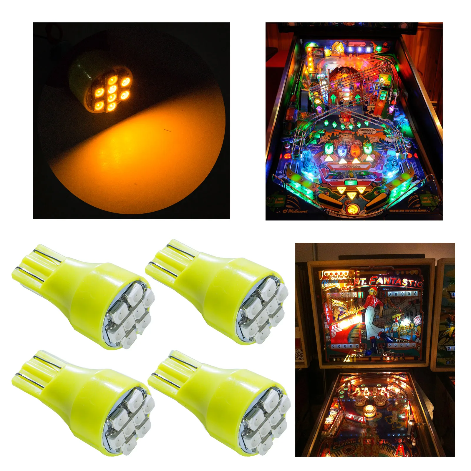 Pinball Machine LED Bulbs 8SMD T10 194 168 W5W 6V White 12 Color Variations #555 3020 PA