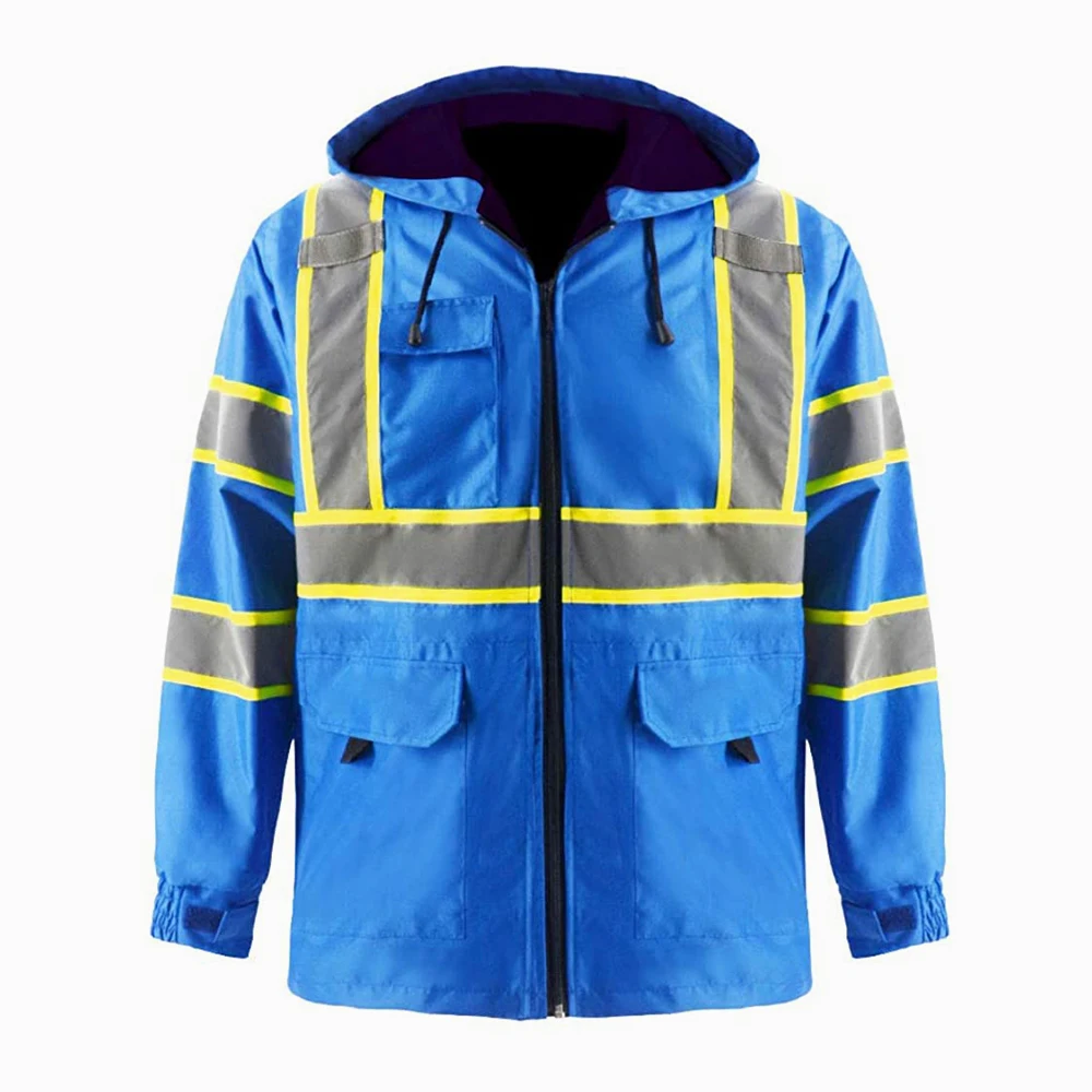 Светоотражающая рабочая одежда с высокой видимостью защитные куртки Hi viz желтого синего цвета капюшоном куртка