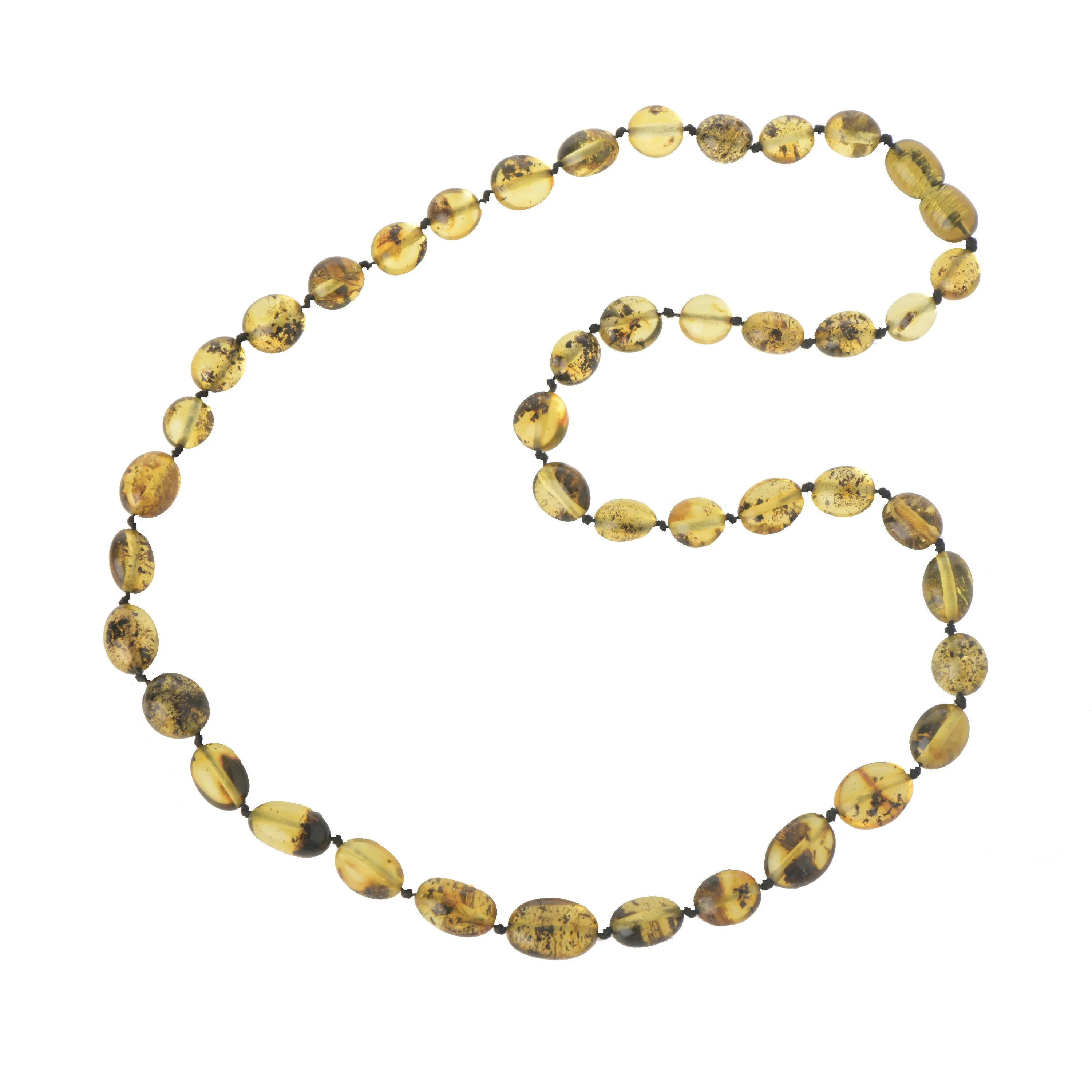 Green Olive Polished Natural Baltic Amber Beads Necklace for Adult