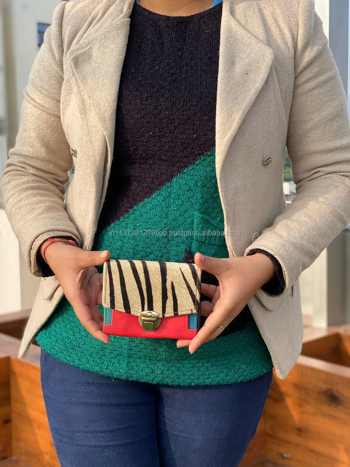 New Arrival Recycled Animal Print Fur Leather Women Clutches Stylish Stubby Rainbow Color Multiuse Purse ATM Card Holder Wallets