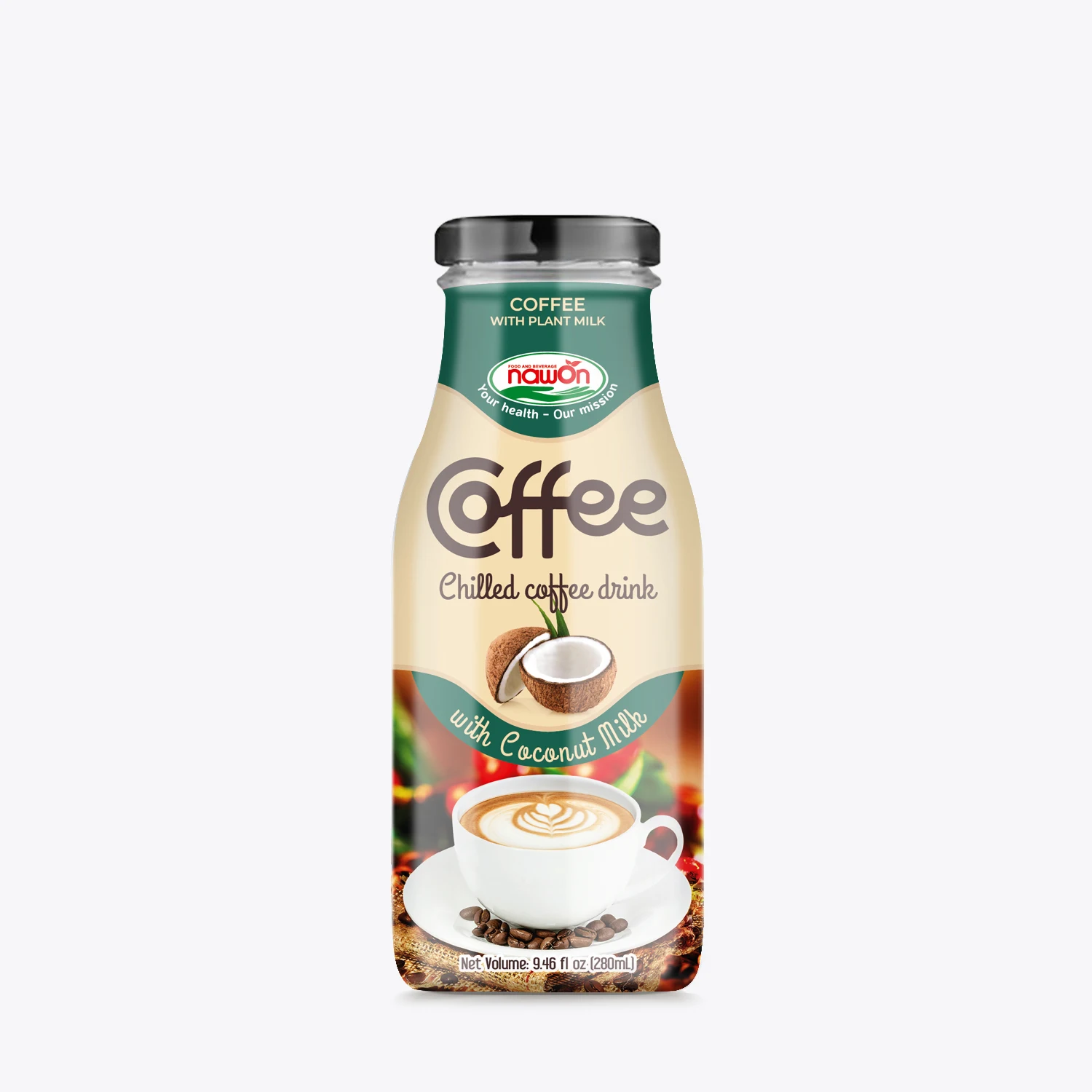 Instant Coffee 280ml NAWON Chilled Coffee Drink with Soy Milk Wholesale Price Vietnamese Beverage Manufacturer Coffee Packaging