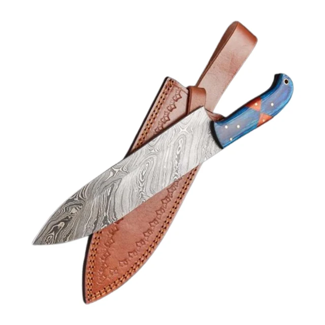 Custom Handmade Top Quality Damascus Steel Professional  Chef Kitchen Knife With Leather Sheath