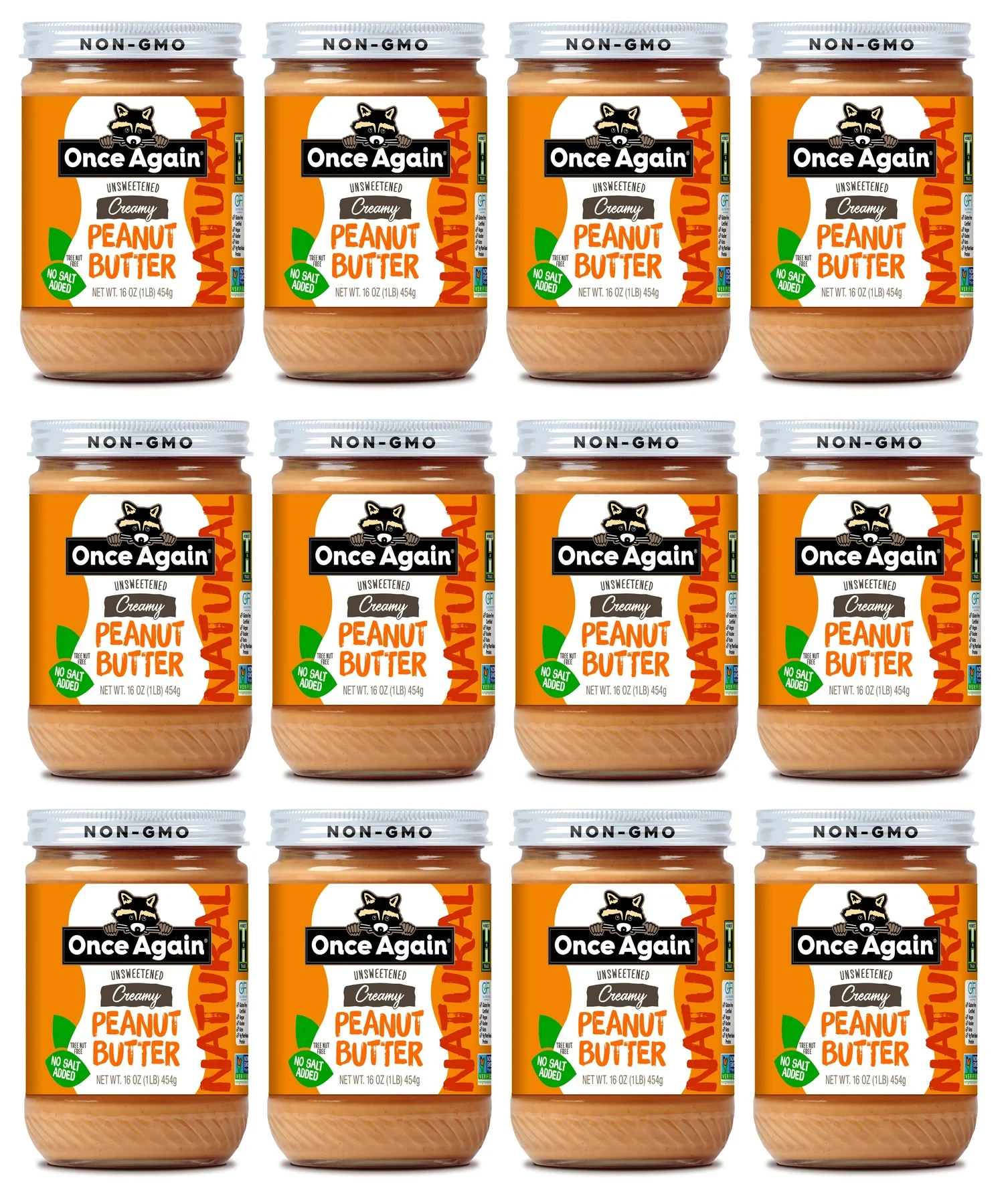 Premium Quality Smooth Unsalted Old-Fashioned Peanut Butter Packed into 16oz Jar Case of 6 Salt Free Unsweetened