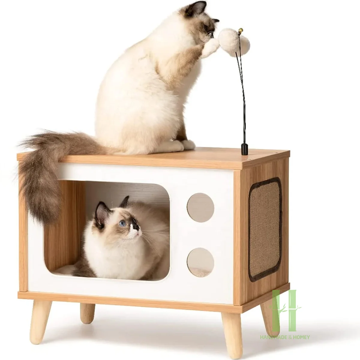 White Two Condo Cat Tower Tree Double Cat Tree Player Variety of Color and Dimension Customize Logo and Package from Vietnam