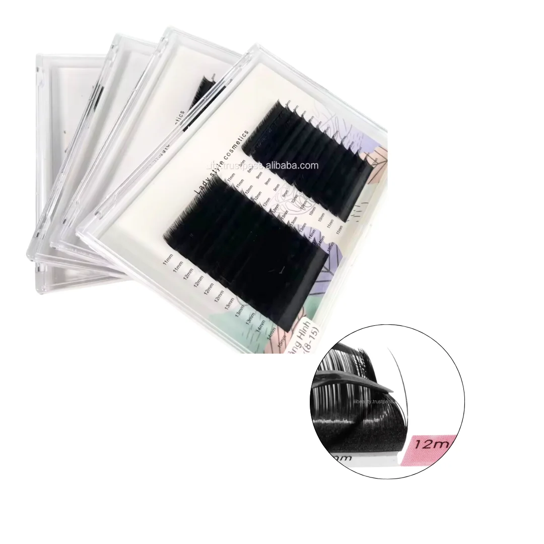 Top Quality Classic Lashes 0.03mm 0.05mm 0.07mm Soft Silk Volume Dark Matte Faux Mink Eyelashes Lash Extension Wholesale