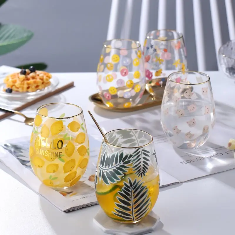 gold fancy stemless wine cup glasses gold rimmed champagne flutes with gold rim set of 6 boxes