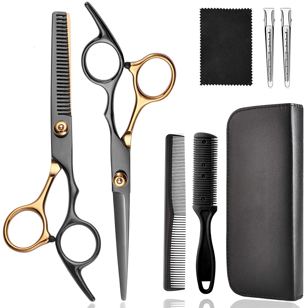 Professional Hairdressing Scissors Set kit Package Includes Barber salon scissor + thinning scissors +razor & beauty full pouch