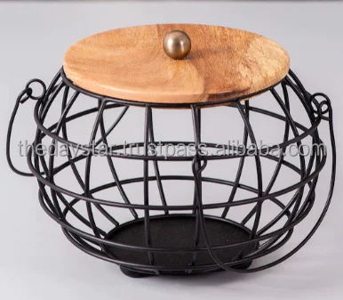 High Quality Completely Customizable Hand Crafted Solid Fruit Basket with wooden lid