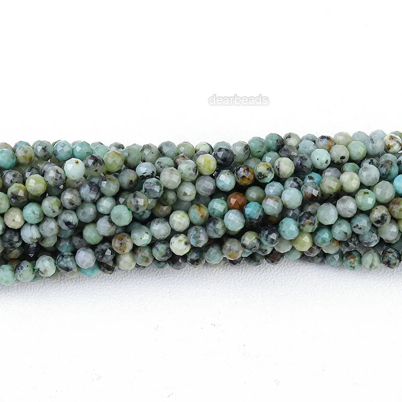 Small Faceted Natural African Turquoise Stone Bead Strands, Cut Gemstone Beads For DIY Jewelry Making 2 3 4mm, 38cm