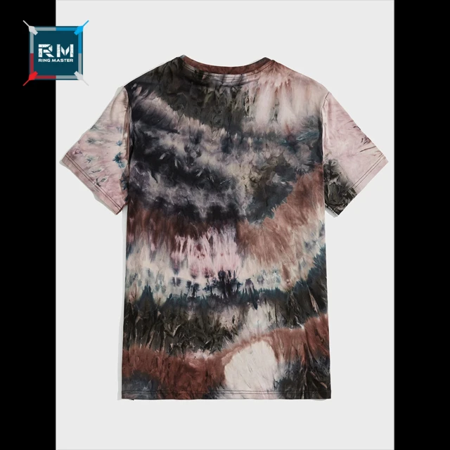 Blue Blank Vintage Washed Tie Dye T Shirt quick dry Short Sleeve Cotton Casual breathable tie dye t-shirts wholesale customized.