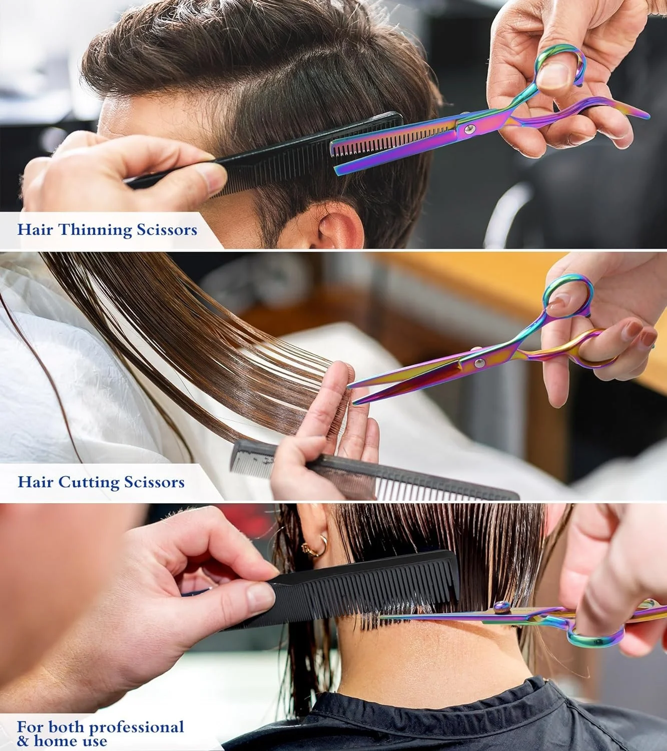 Professional Hair Scissors 6.5 inches Multi Color German Stainless Steel Hair Cutting Scissor for Barber Salon Home Men Women us