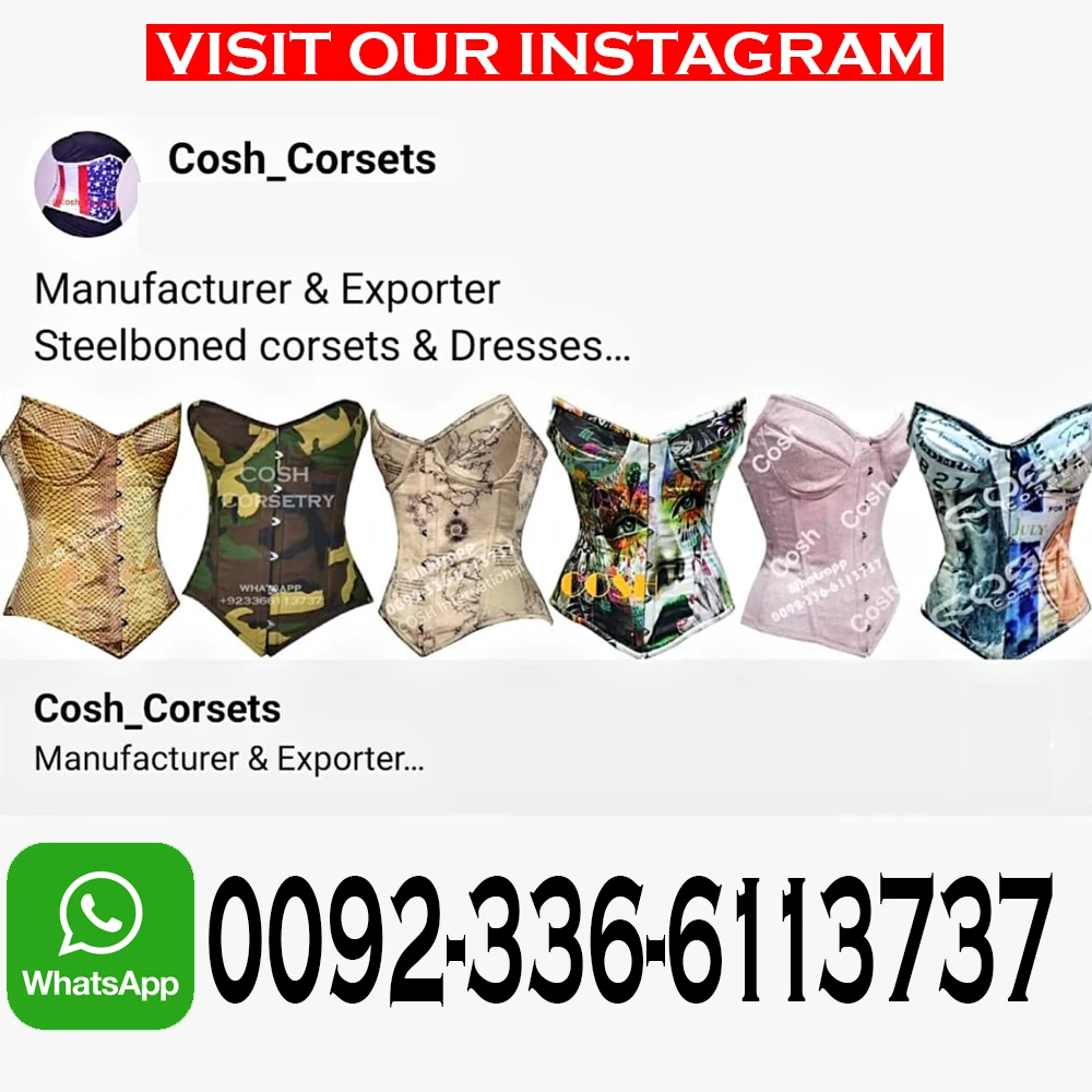 COSH CORSET Plain White Satin Over Bust Double Steel Boned Extreme Hourglass Waist Cinching Sexy Lingerie Fashion Wear Corset