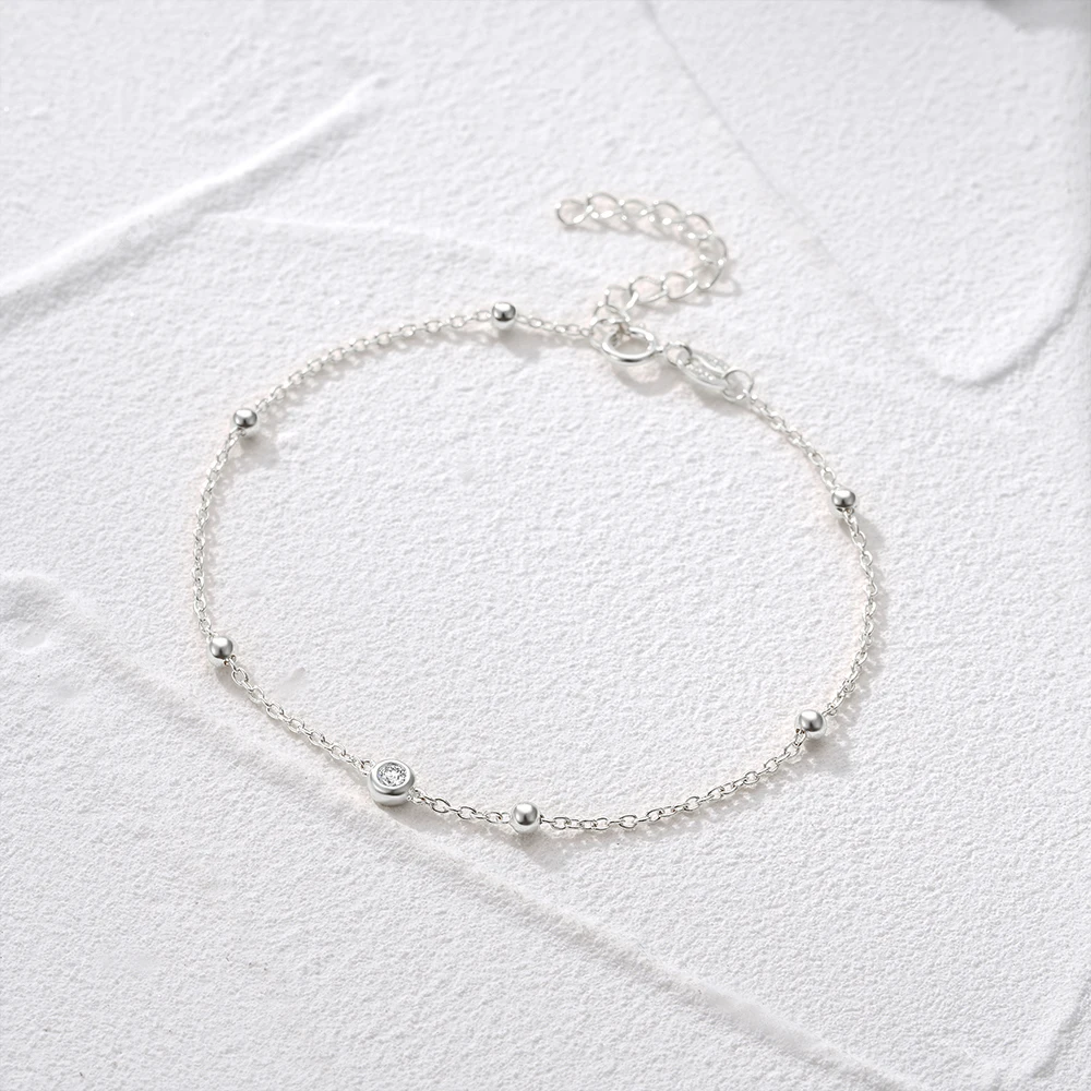 CANNER Wholesale Fashion Jewelry Round Bead Bracelet 18K Gold Plated  Simple S925 Sterling Silver Temperament Bracelets Women