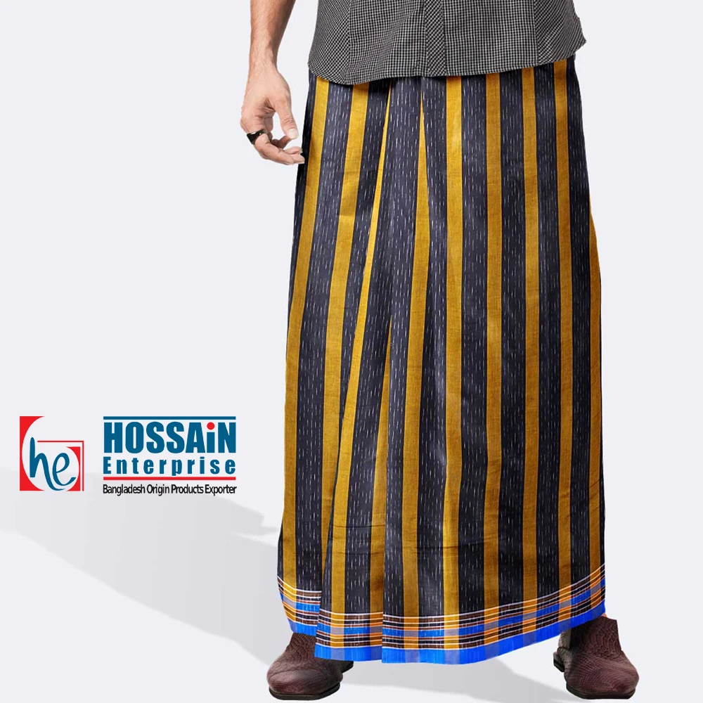 Authentic Design Soft & Durable Ideal for All Seasons Comfortable Fit 100% Cotton Lungi Daily Wear and Relaxation Lungi for Men