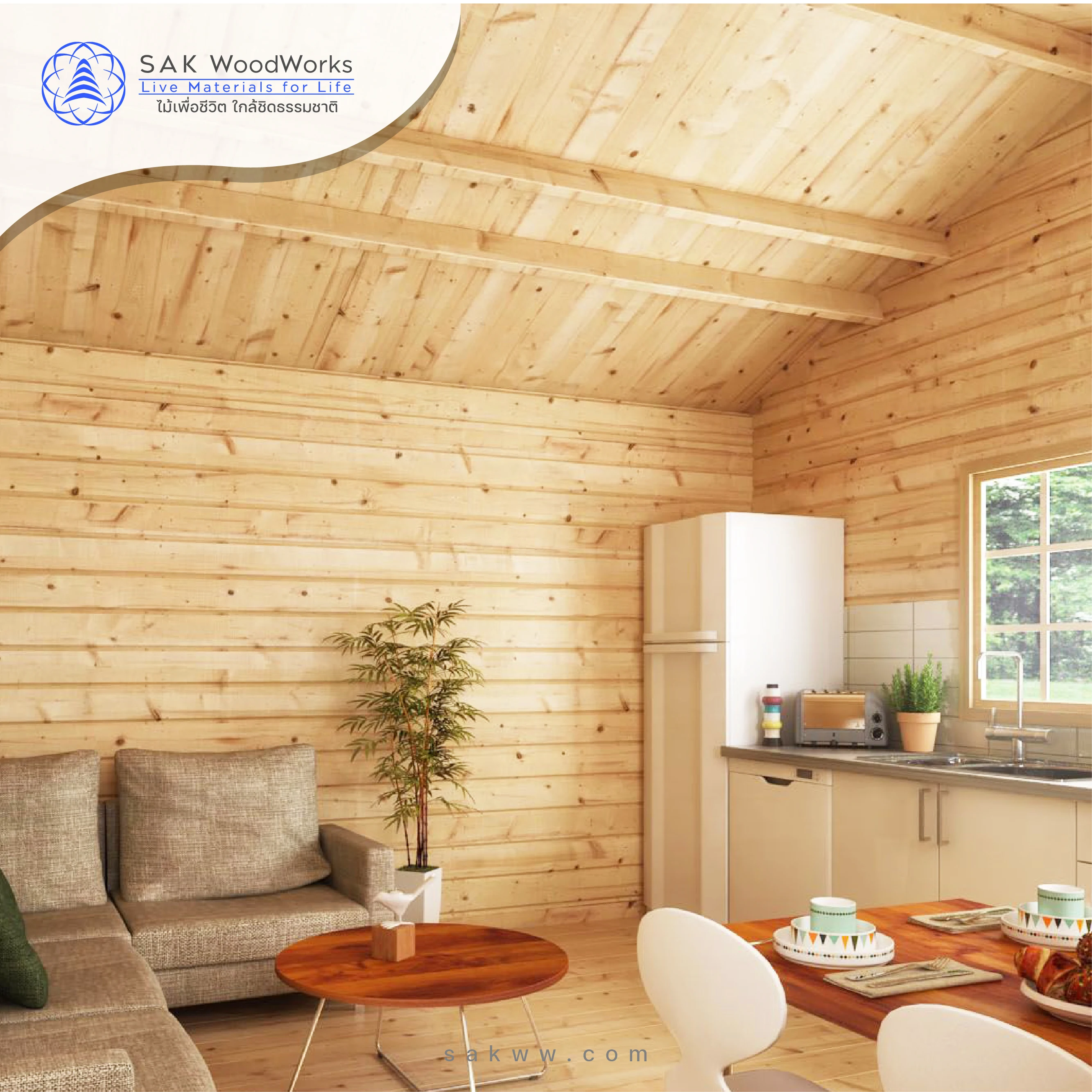 SAK WoodWorks Pine Wood V-groove Ceiling Premium Quality 13mm x 96mm x 3000mm with Smooth Finish and Easy Installation