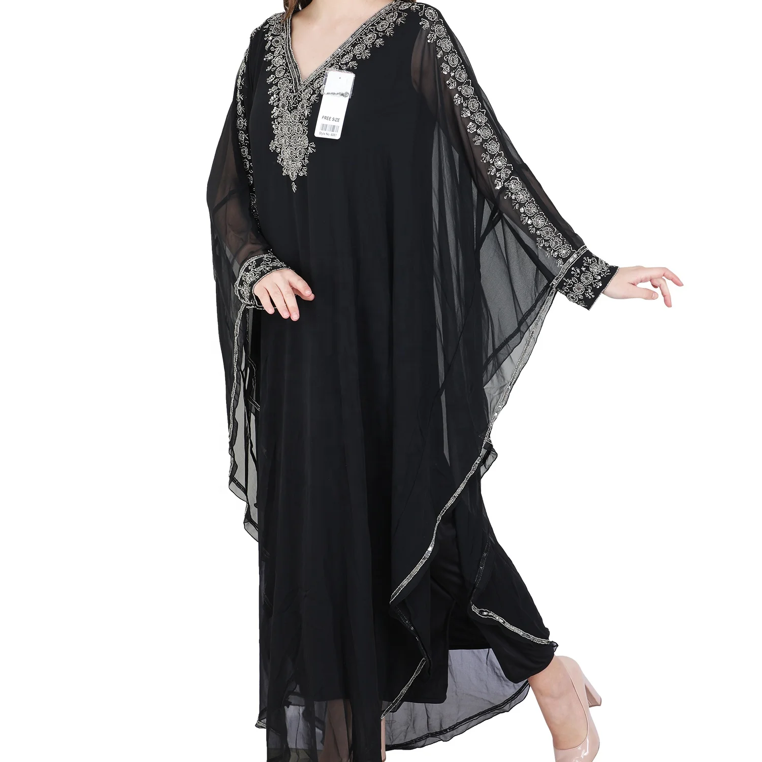 New Kimono Sleeves Dubai UAE Style long Maxi Kaftan Islamic Clothing Abaya Muslim floor length one-piece dress for women cloths